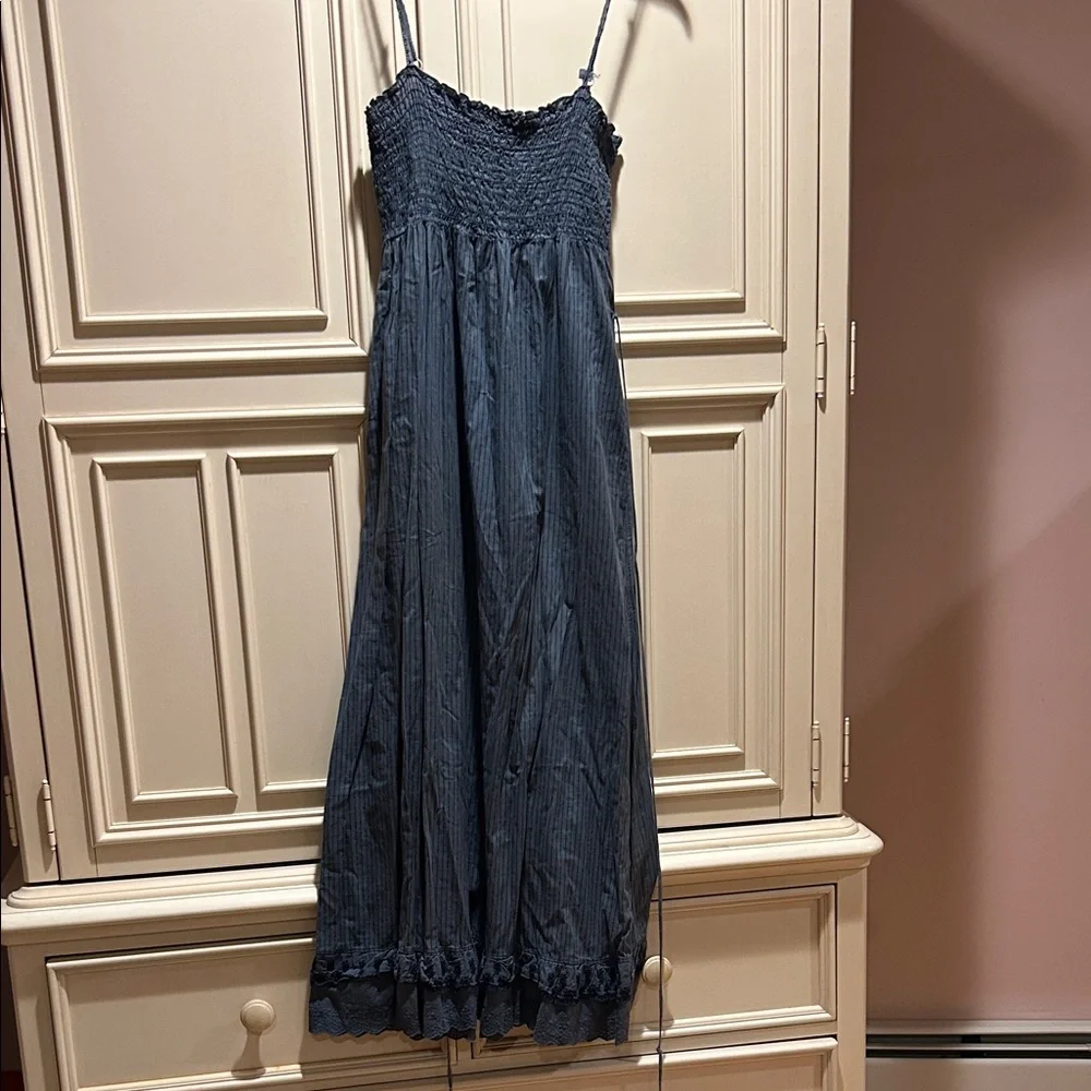 Lux Blue with navy stripes maxi dress - Picture 1 of 3